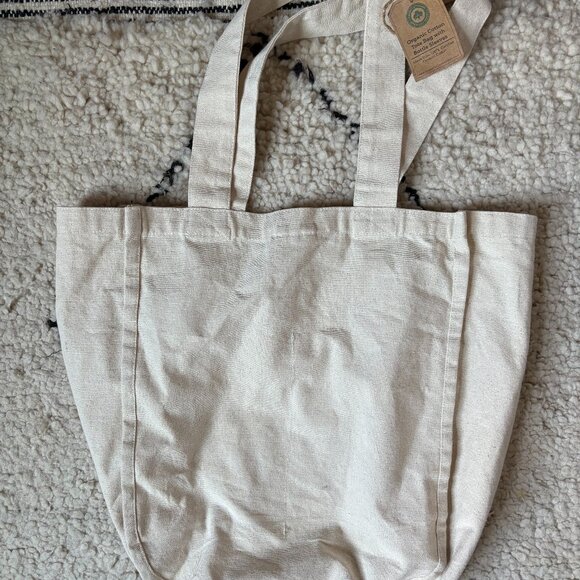 Organic cotton canvas reusable sustainable grocery picnic tote bag bottle slots - Picture 1 of 2